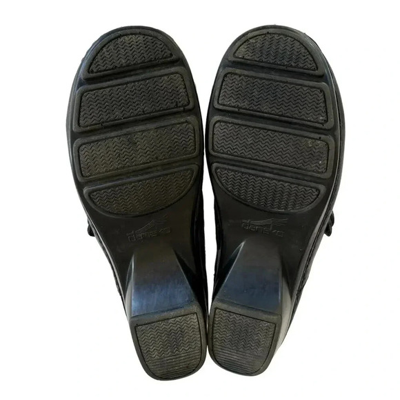 Dansko Solstice Black Leather Button Strap Clog Shoe Slip-On Size 40 - Picture 7 of 11